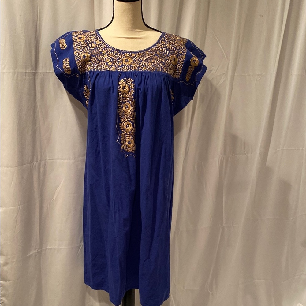 Elegant Blue Hand Embroidered Dress